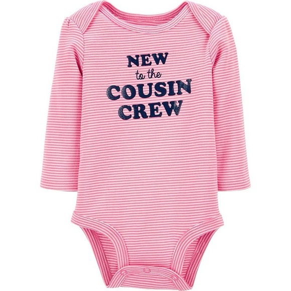 Carter’s Baby Girl "New to the Cousin Crew" Long-Sleeve Bodysuit - Size 12 Month - Picture 1 of 8